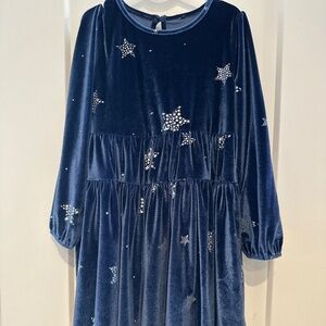 Joules Girls size 7/8 blue velvet dress.